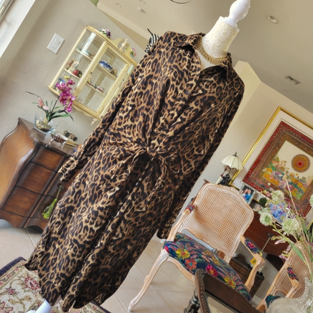 BeachLunchLounge Animal Print  Button Down Dress..XL